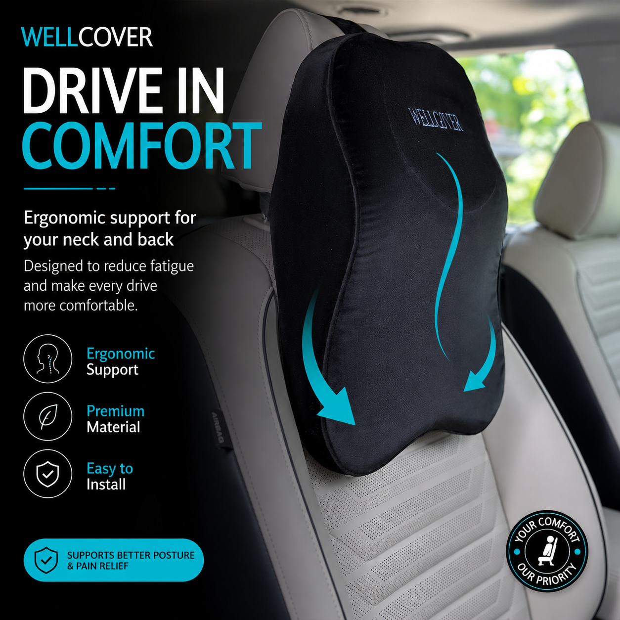 Car Seat Back Support Cushion
